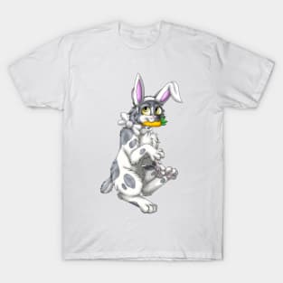 Bobtail BunnyCat: Grey Bicolor (White) T-Shirt